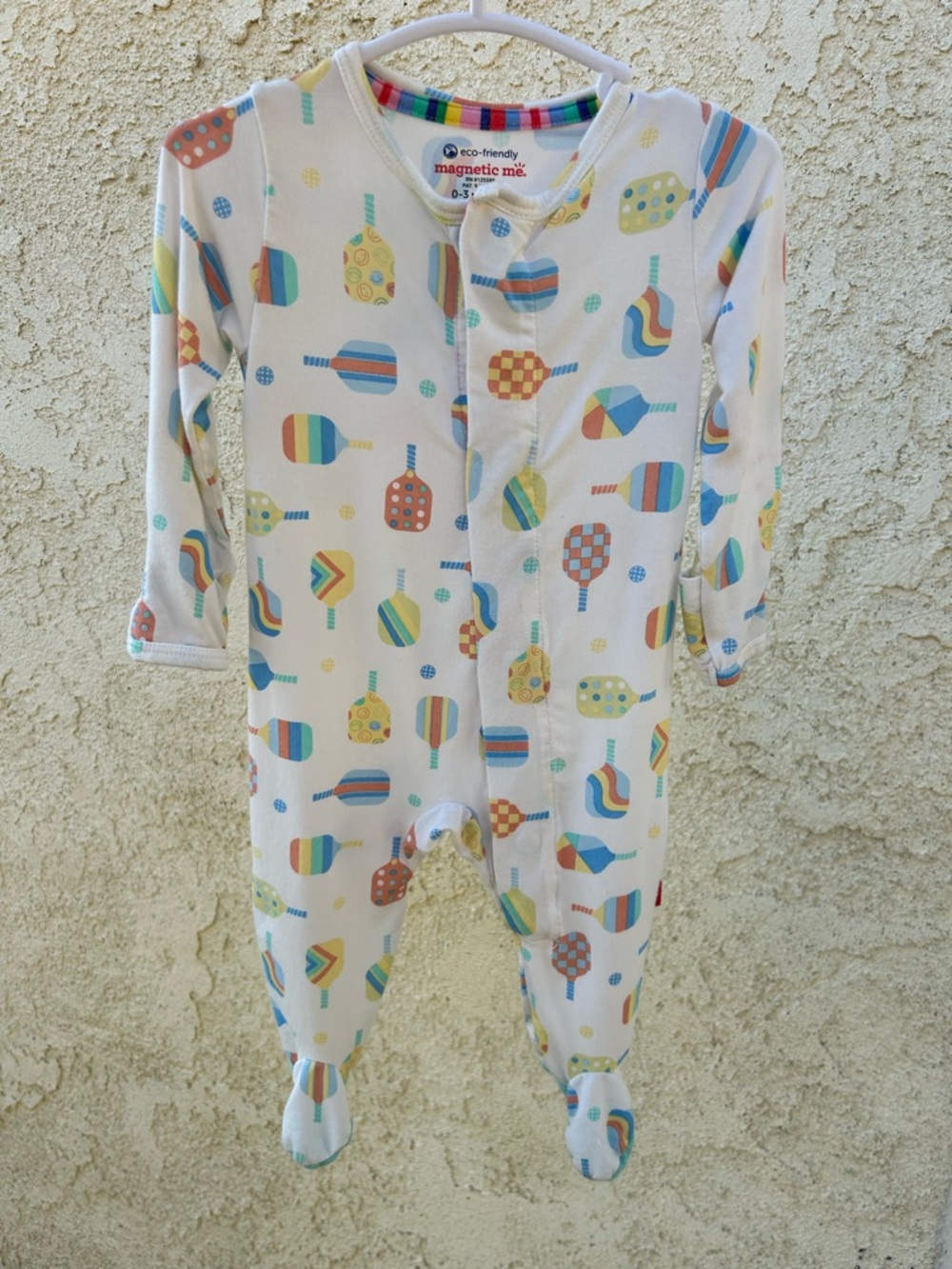 Magnetic Me White Multi-Color Lollipop Print Footed One-Piece